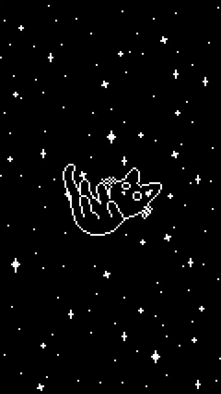Minimalist Cat Falling in Space Pixel Art Wallpaper