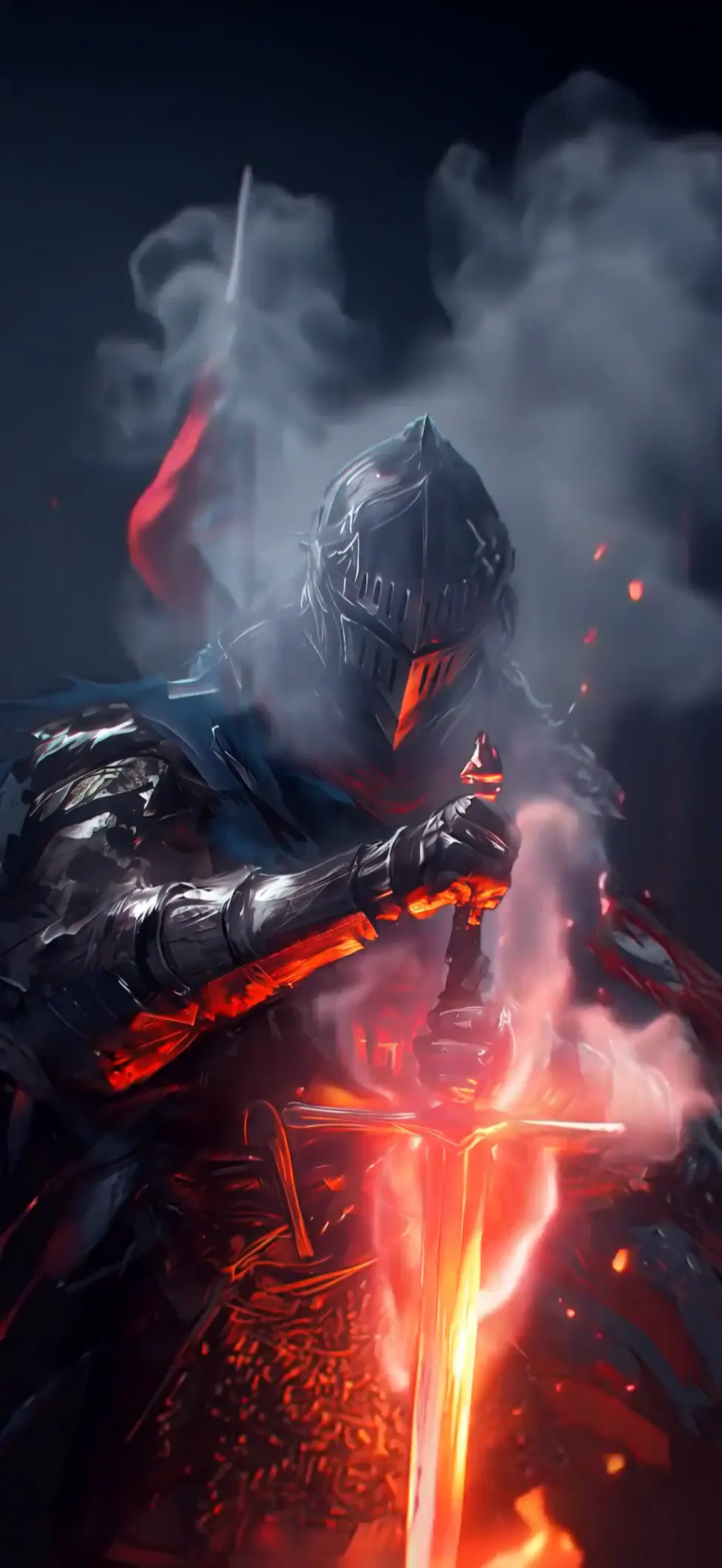 Epic Dark Knight With Glowing Sword 4K Fantasy Wallpaper