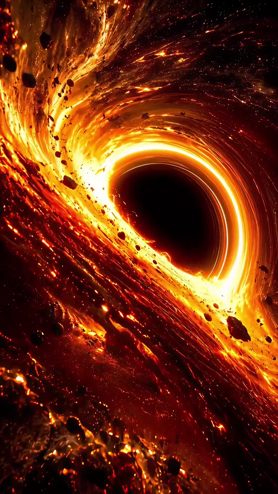 Fiery Black Hole Vortex Space Wallpaper in 4K