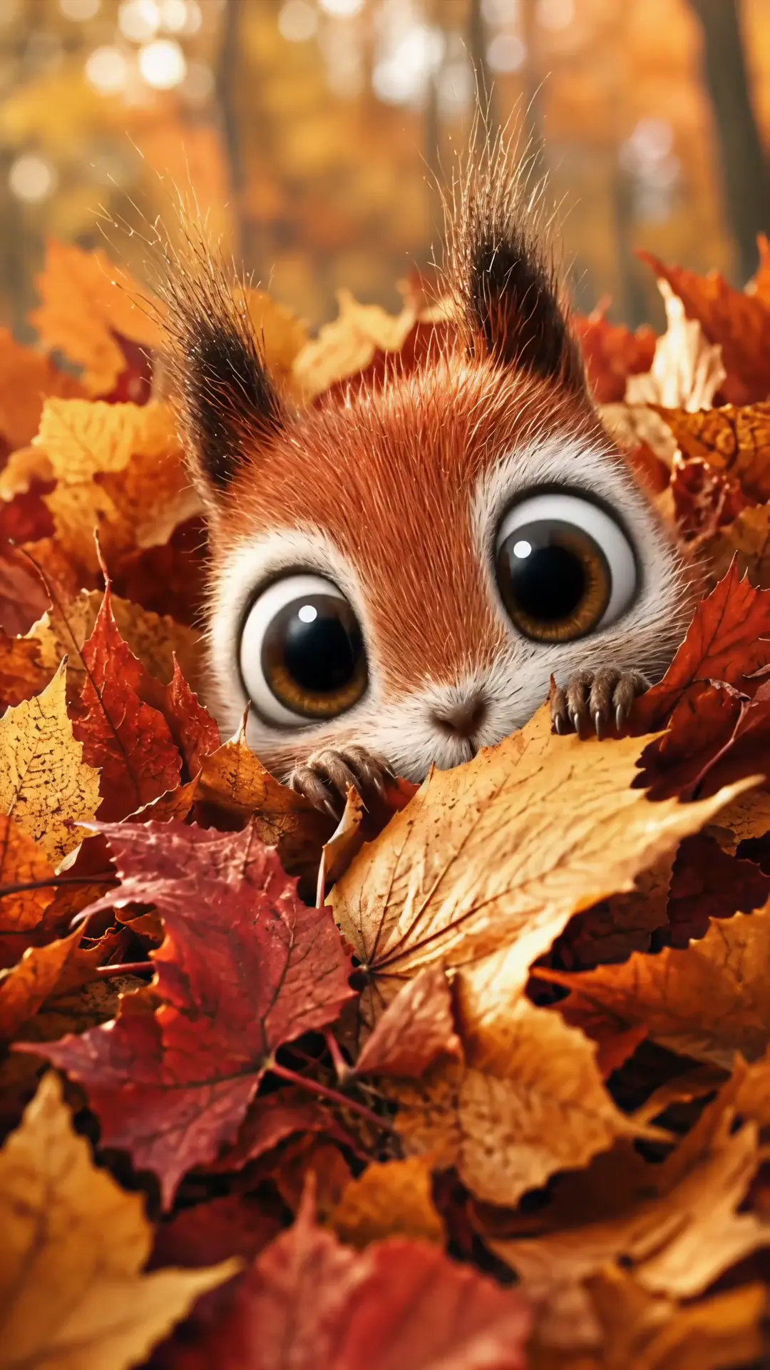 Adorable Cute Squirrel Animated Autumn Nature Wallpaper