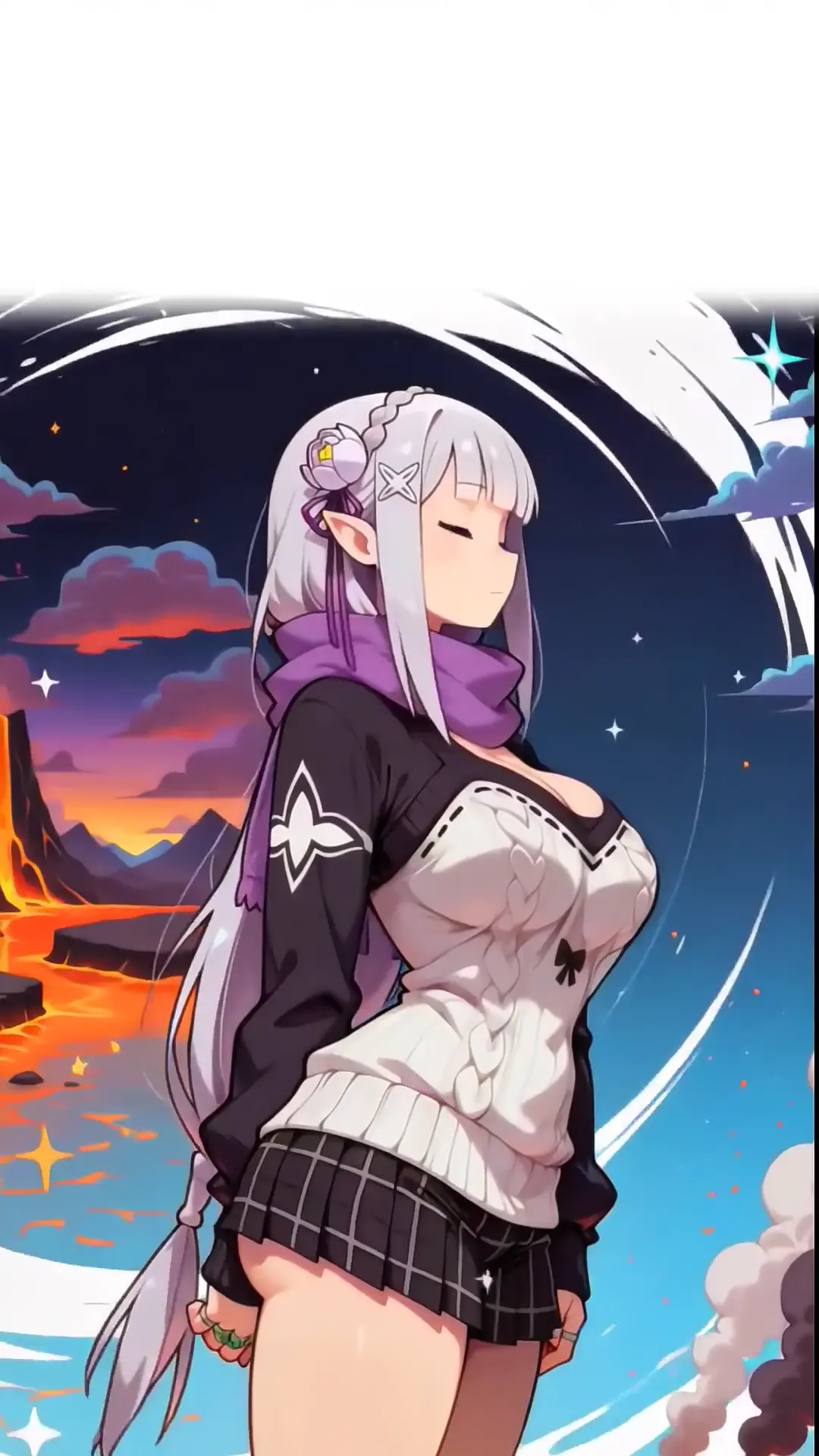 Re Zero Emilia Anime Live Wallpaper in Fantasy Sunset