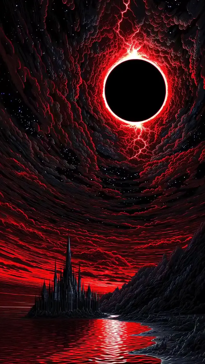Apocalyptic Red Eclipse 4K Space Live Wallpaper