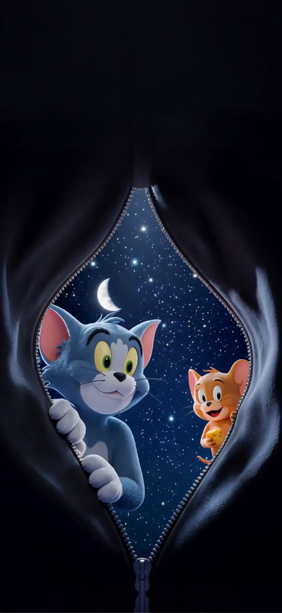 Tom and Jerry Space Zipper Minimal Mobile Wallpaper