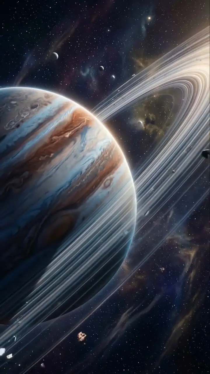 Ringed Gas Giant Planet Live Space Wallpaper in 4K