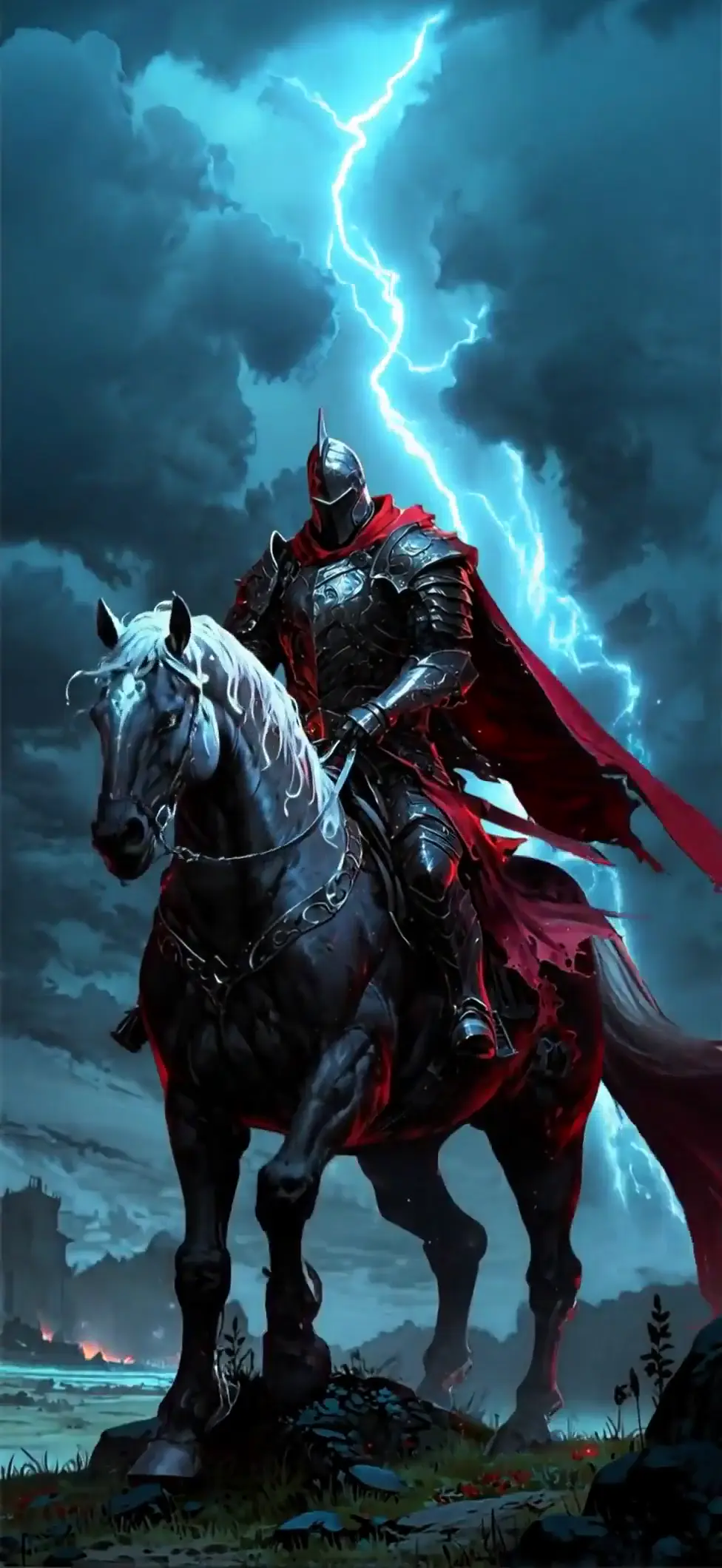 Epic Dark Knight in Storm 4K Fantasy Live Wallpaper