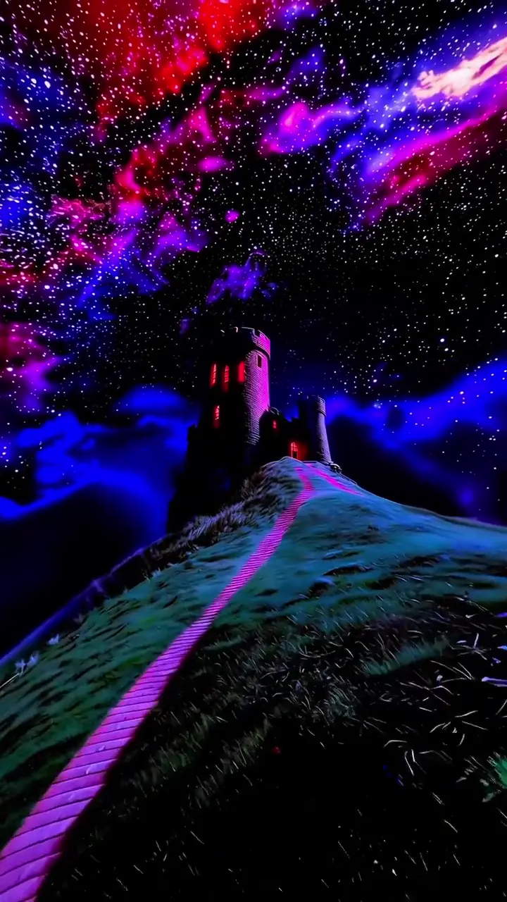 Neon Galaxy Castle Fantasy Live Wallpaper in 4K