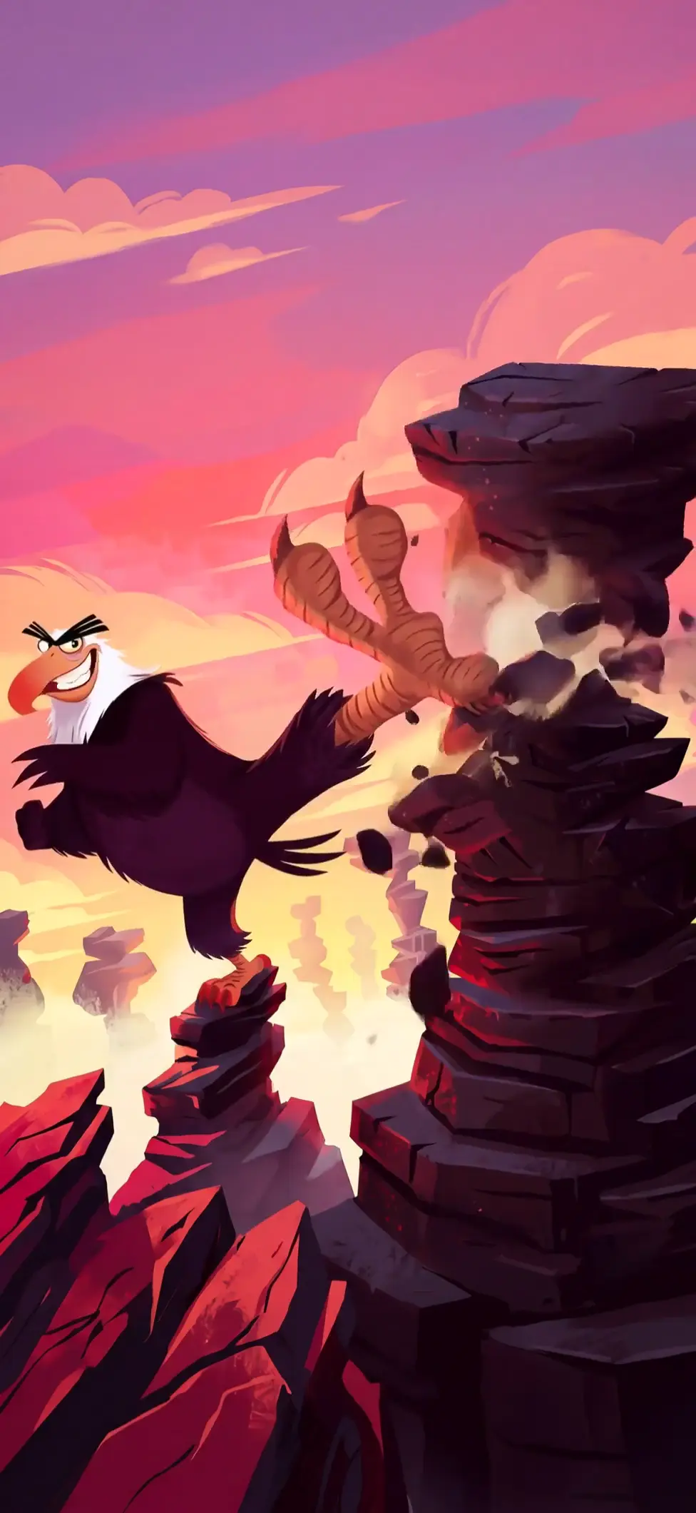 Mighty Eagle Smashing Animated Angry Birds 4K Wallpaper