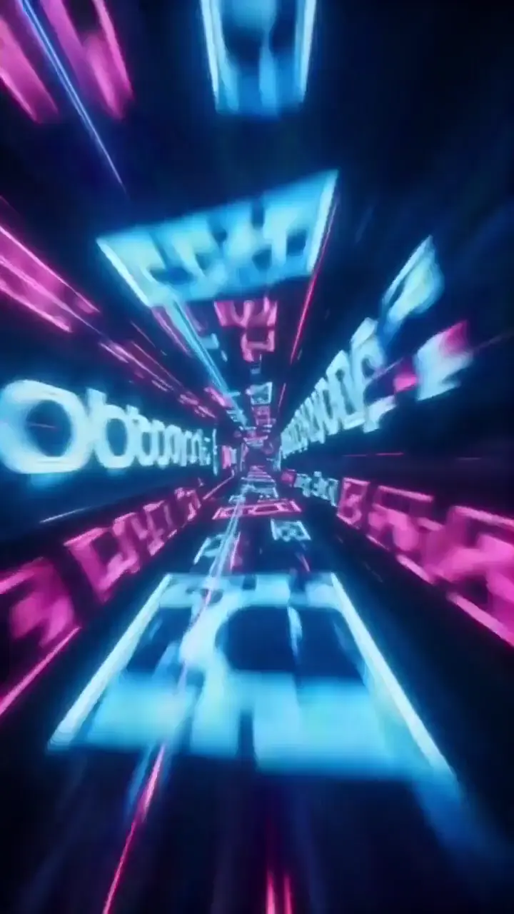 Neon Cyber Tunnel Abstract 3D Animation Wallpaper
