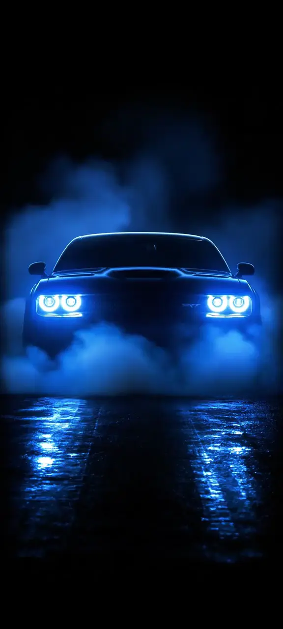 Dodge Challenger Blue Smoke 4K Live Wallpaper