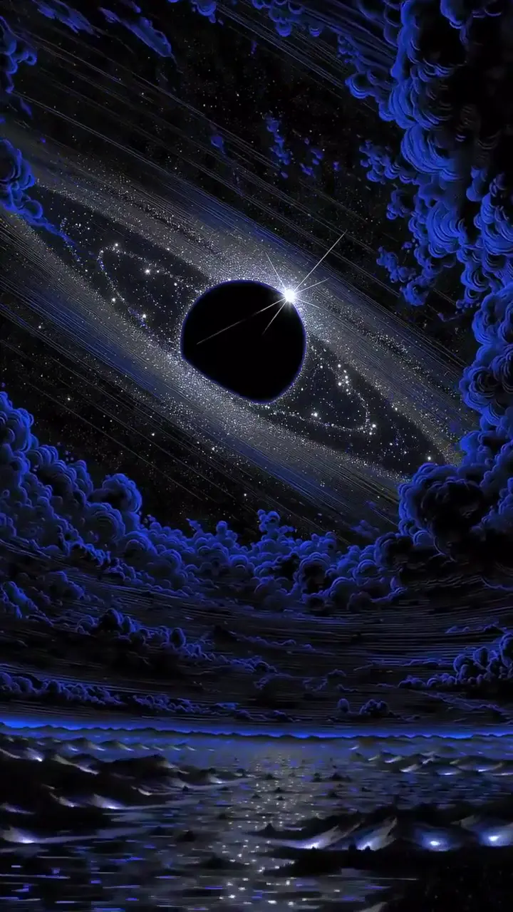 Cosmic Black Hole with Starry Rings 4K Space Wallpaper