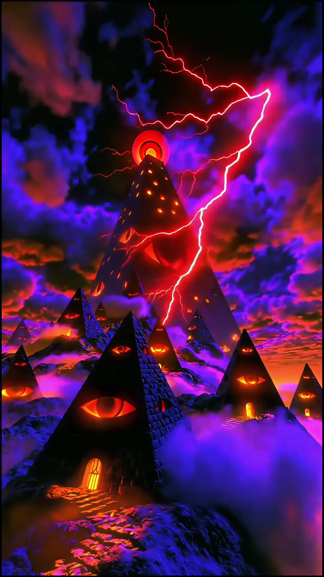 Glowing Mystical Pyramids Live Fantasy Wallpaper 4K