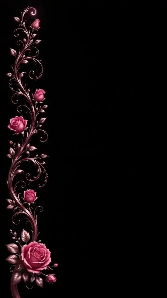 Elegant Pink Roses Ornate Live Wallpaper for Mobile