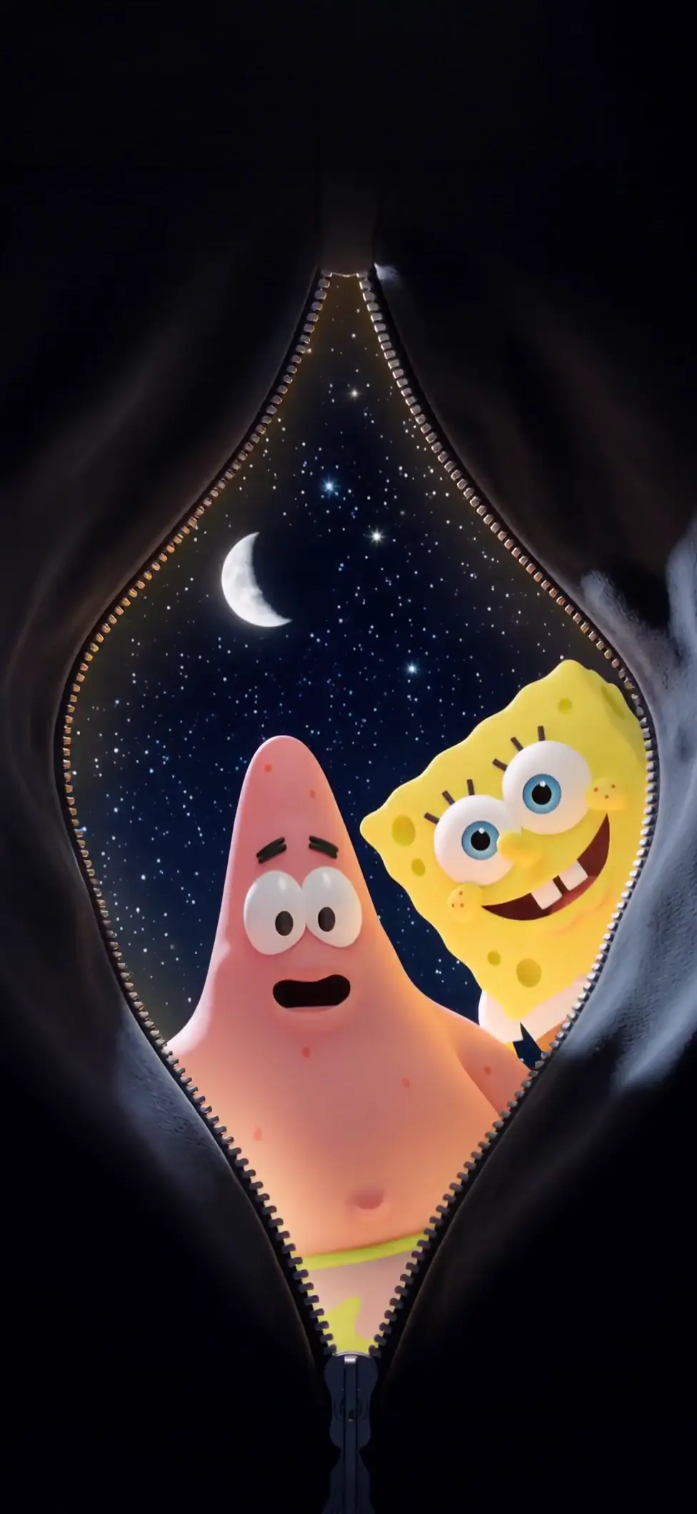 Spongebob and Patrick Cartoon Zipper Night Sky Wallpaper