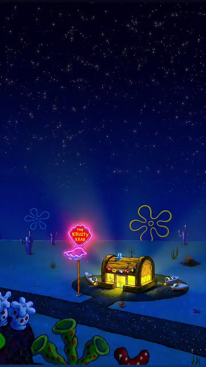 Krusty Krab at Night 4K Spongebob Live Wallpaper