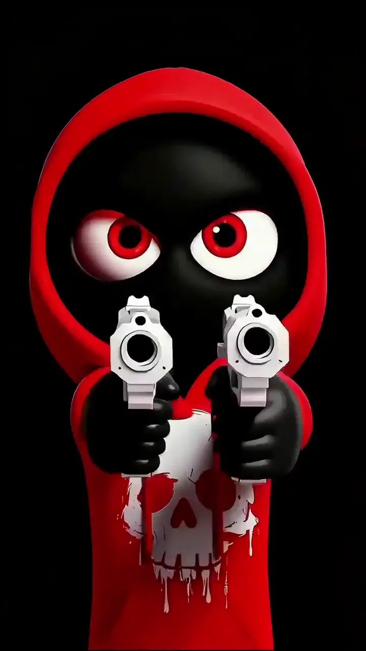 Red Hooded Gunman 3D Skull Live Wallpaper in 4K