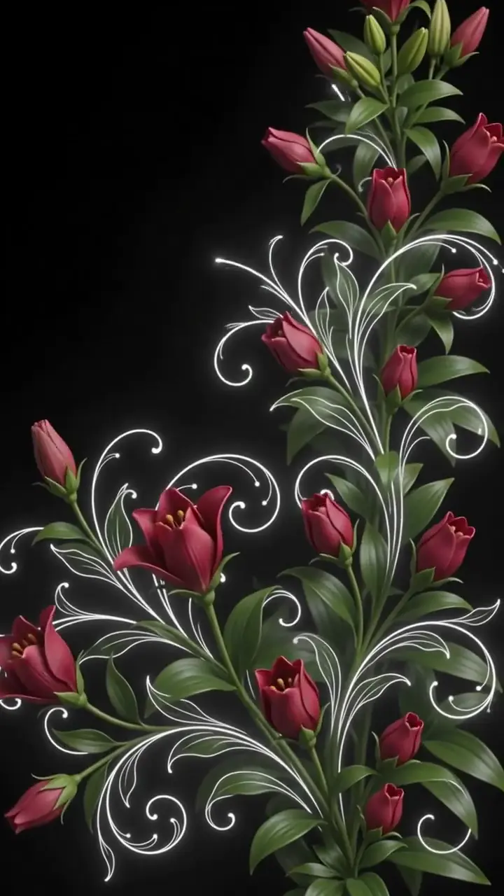 Red Lilies Vector Flourish Live Wallpaper
