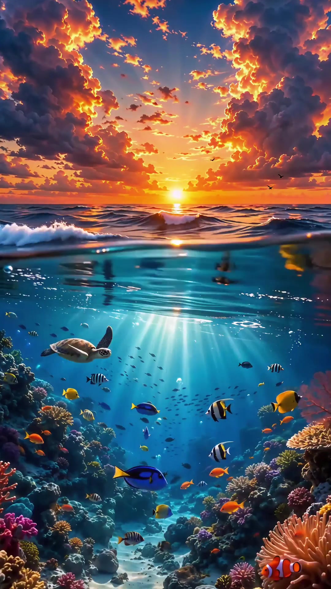 Coral Reef Sunset Ocean