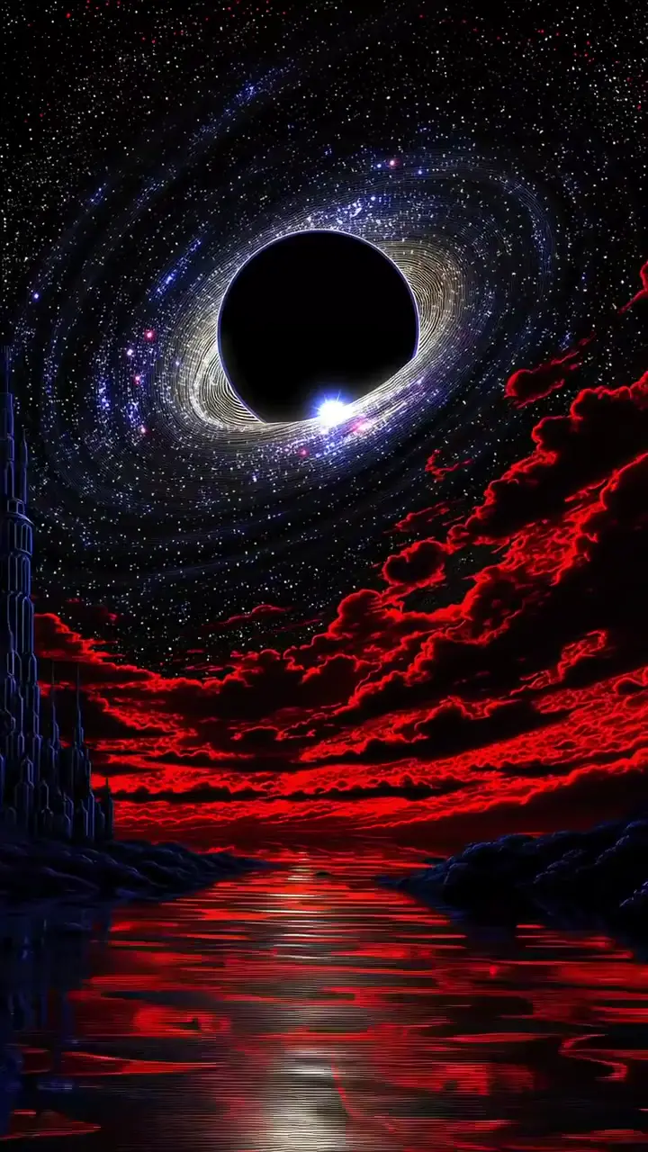 Black Hole and Crimson Sky 4K Space Live Wallpaper