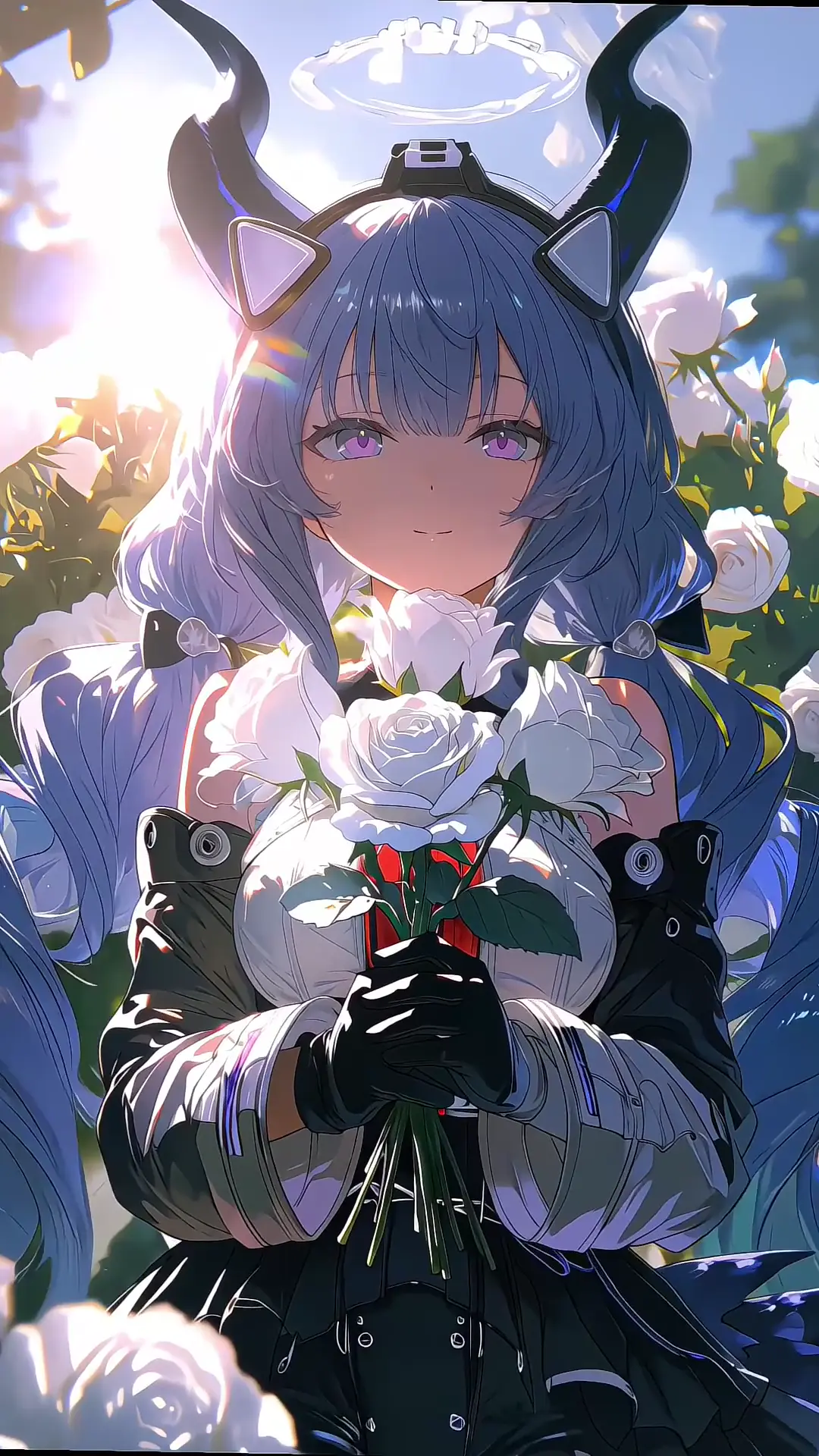 Aesthetic Anime Girl in Rose Garden Live Wallpaper