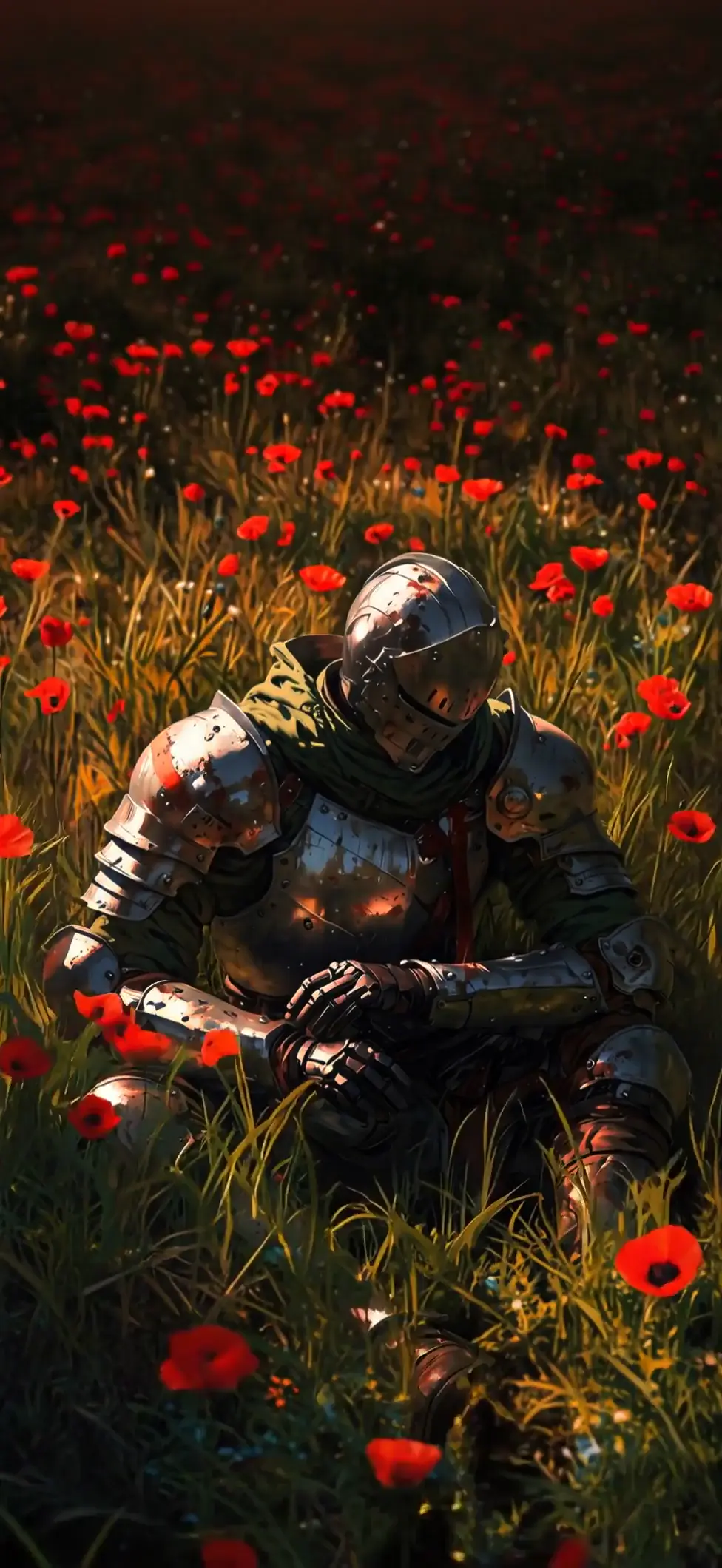 Epic Knight in Poppy Field Fantasy Live Wallpaper