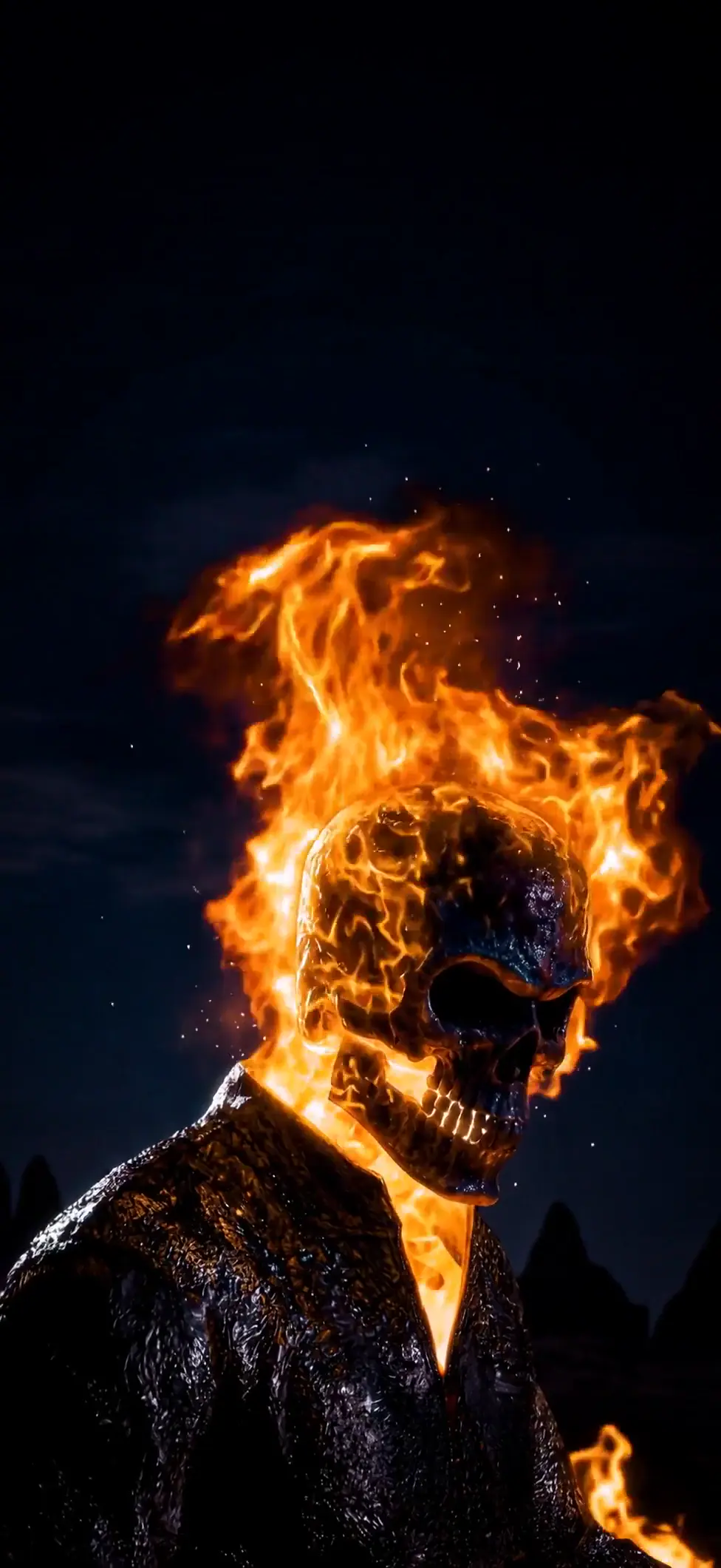 Ghost Rider Flaming Skull 4K Live Wallpaper