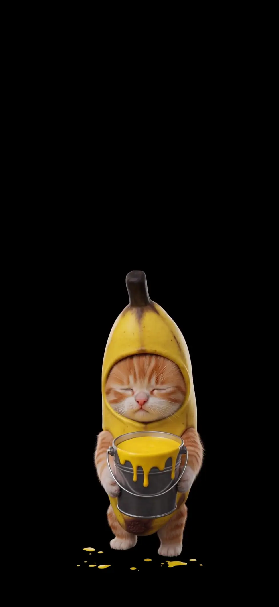 Cute Banana Cat Spilling Paint Animated 4K Wallpaper
