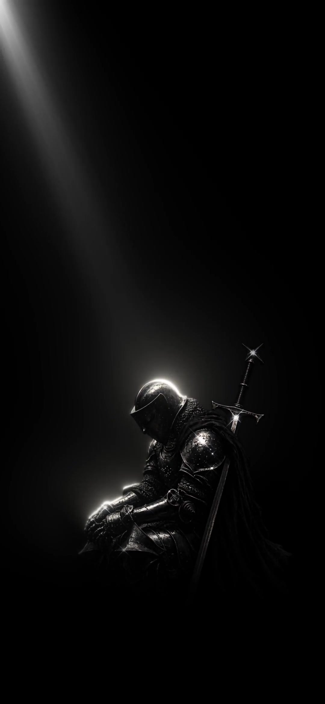 Knight Kneeling in Darkness