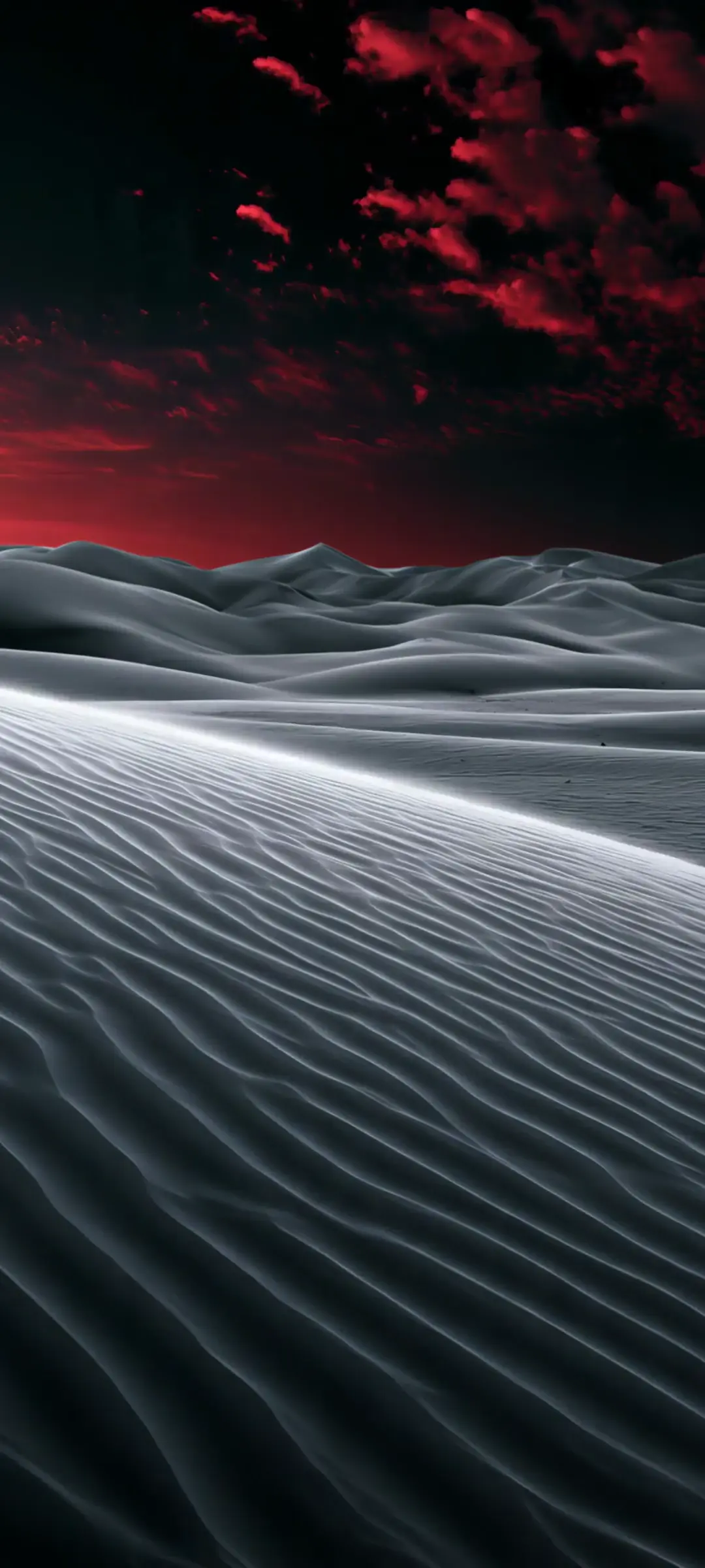 Crimson Sky Over Desert Dunes 4K Live Wallpaper