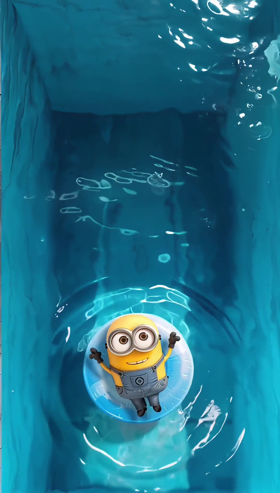 Minion Floats in Blue Water