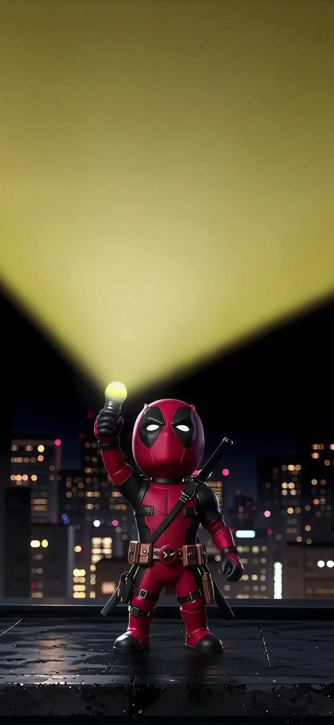 Chibi Deadpool Cute Marvel Wallpaper in Night City