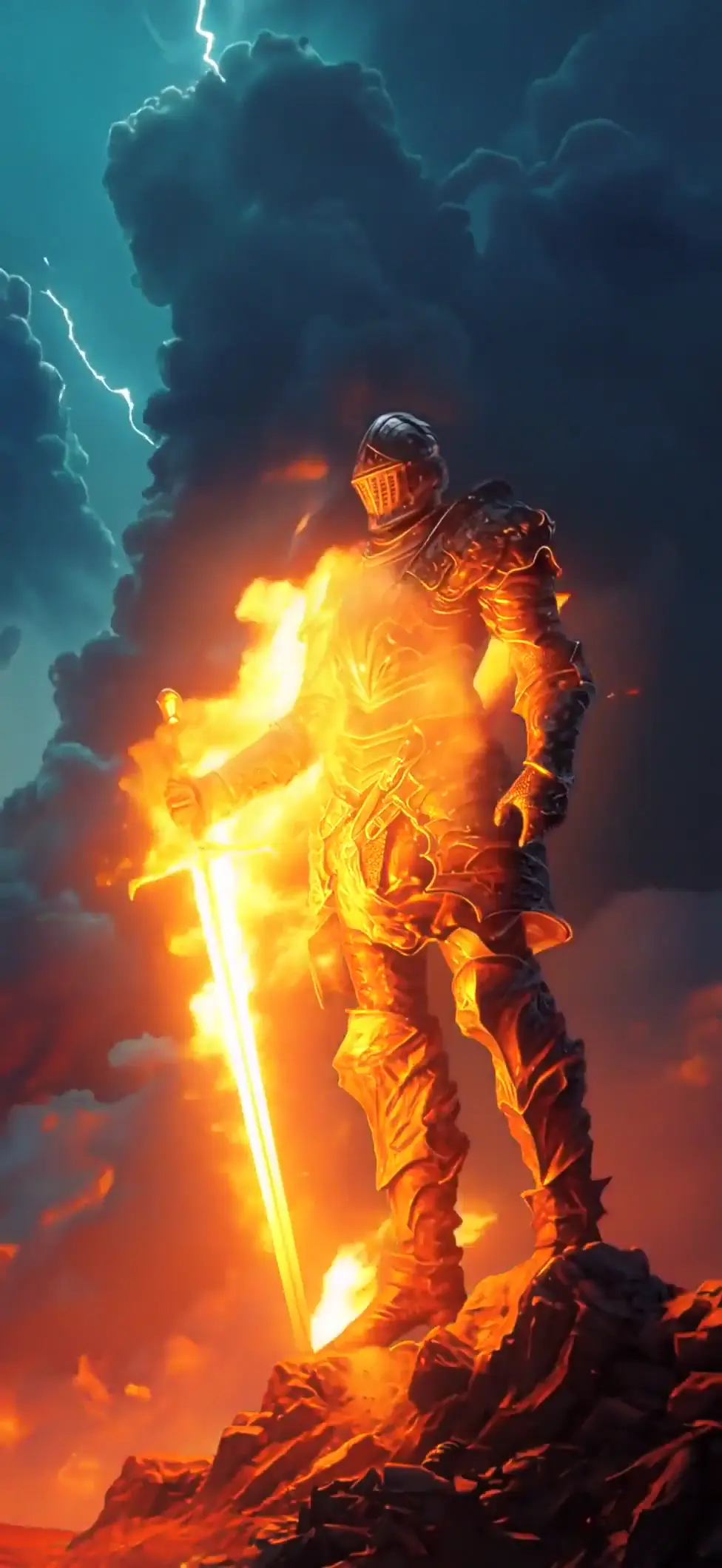 Epic Infernal Knight with Lightning Live Wallpaper