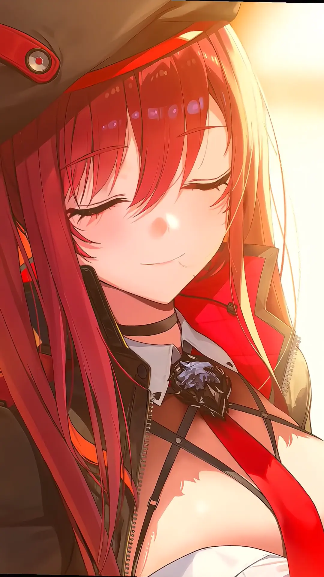 Red-Haired Anime Girl Smile 4K Live Wallpaper