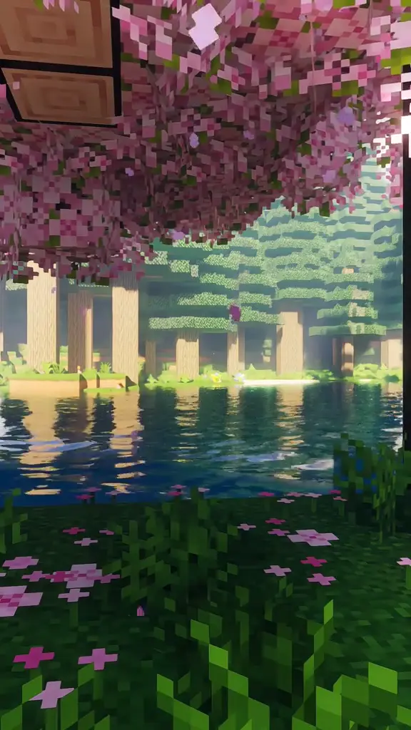 我的世界樱花湖动画壁纸4K