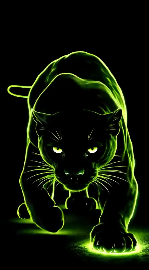 Glowing Green Panther Live Wallpaper in 4K