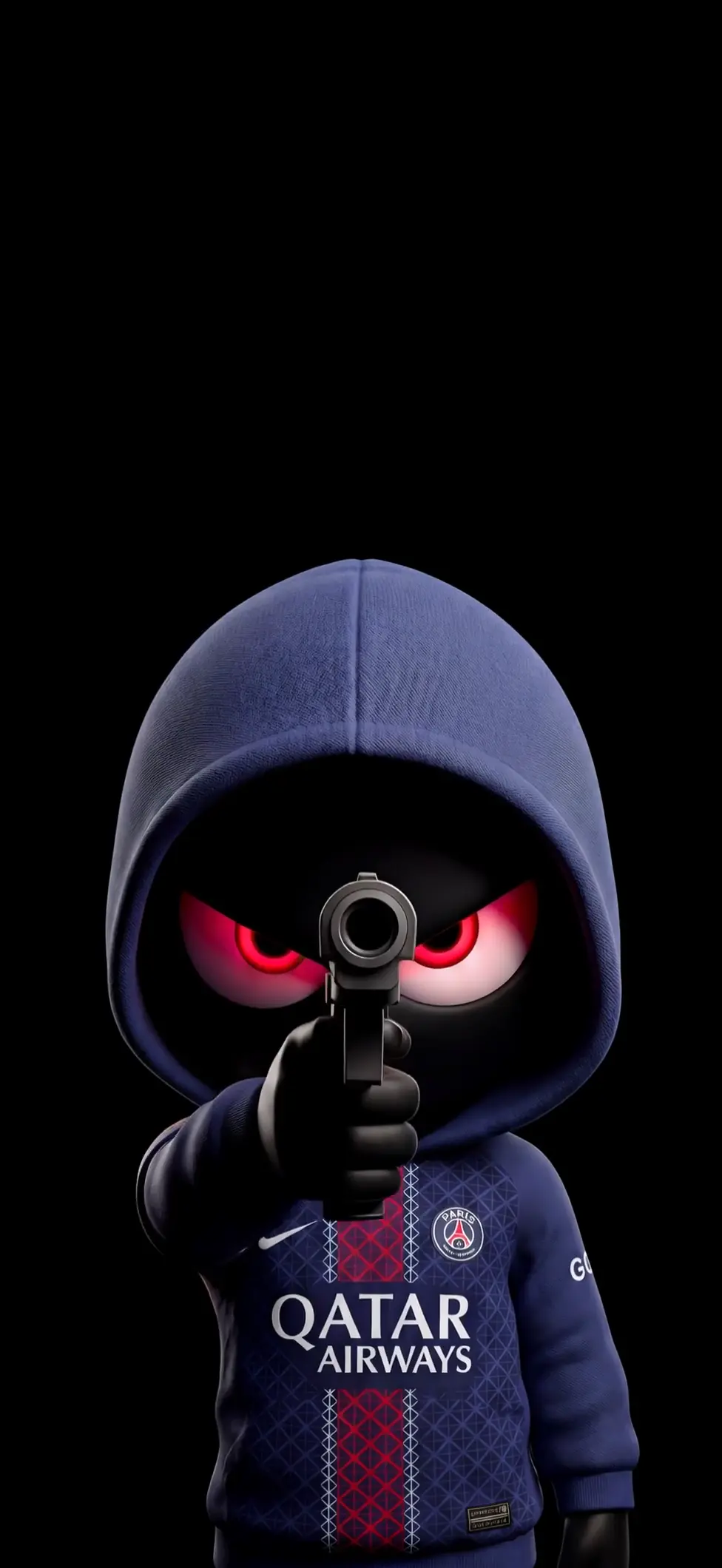 3D Hooded Character with Red Eyes PSG Live Wallpaper