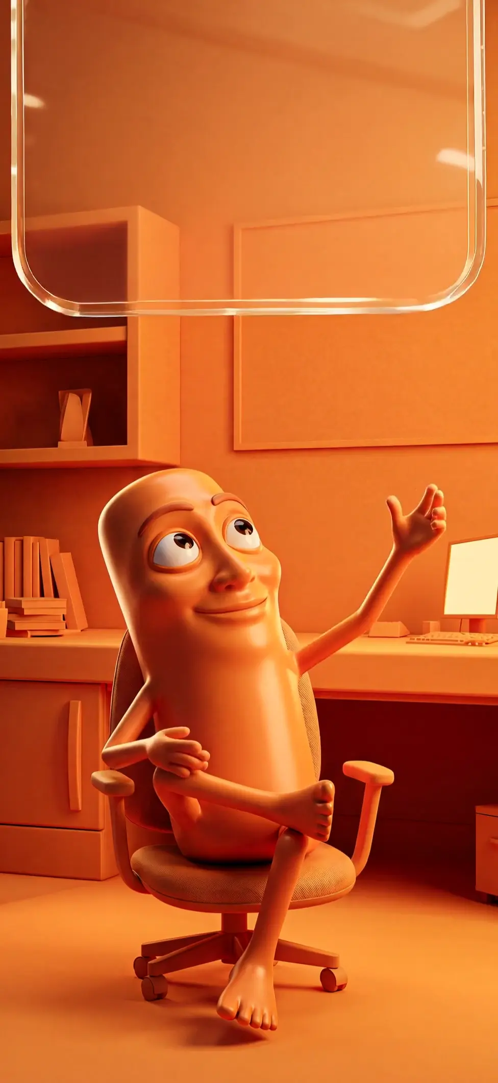 Cheerful 3D Orange Character Minimalist Live Wallpaper