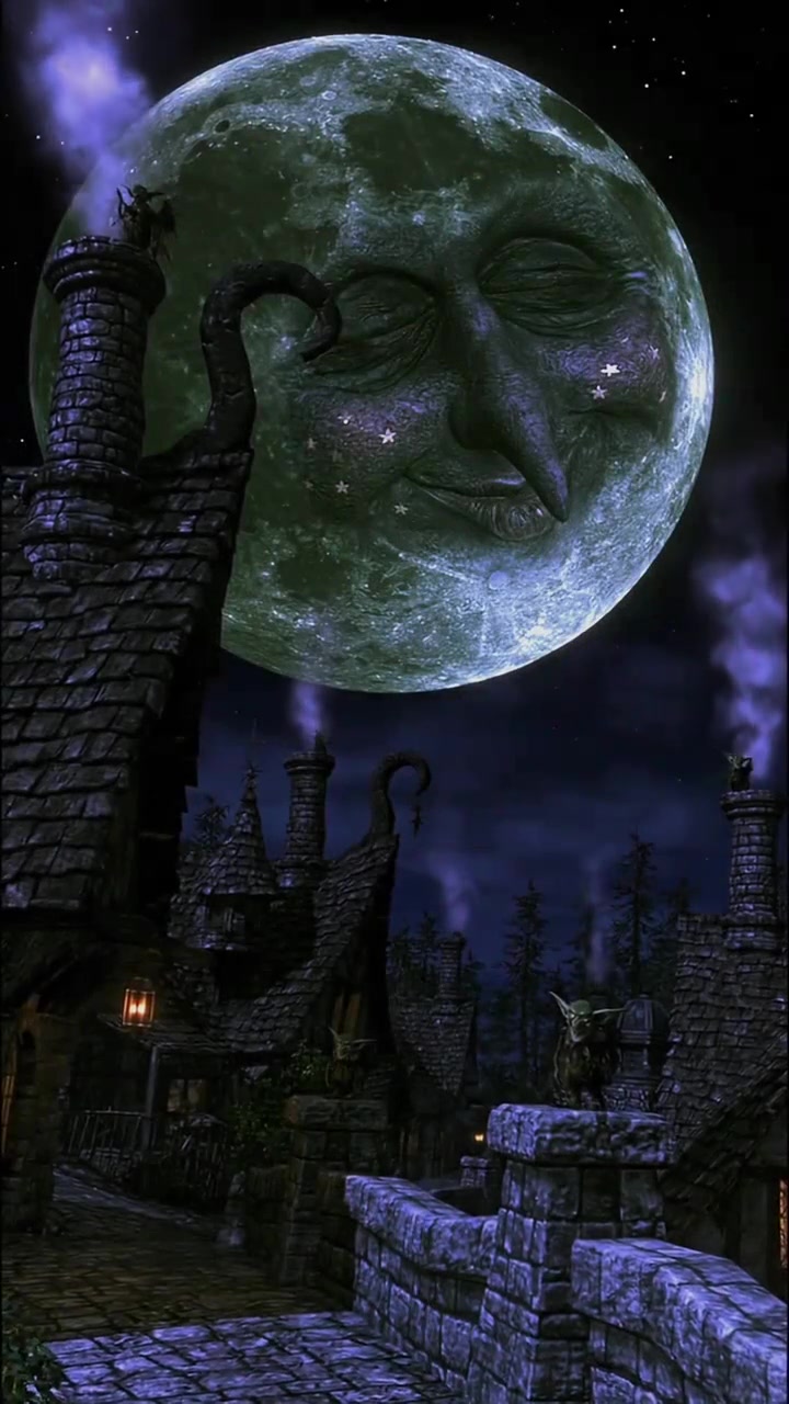Enchanted Moon Village Nightscape