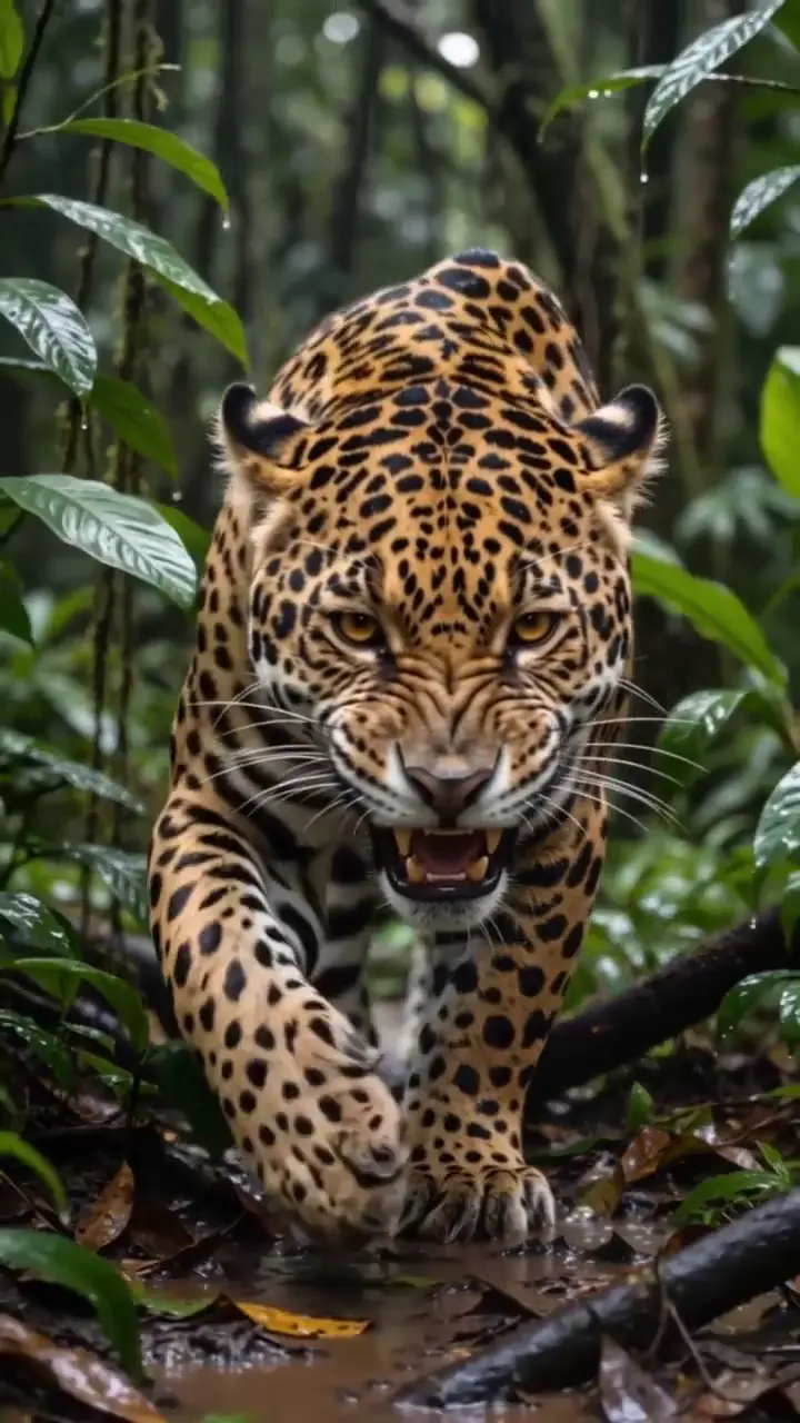 Majestic Jaguar Stalking in Rainforest 4K Wildlife Wallpaper