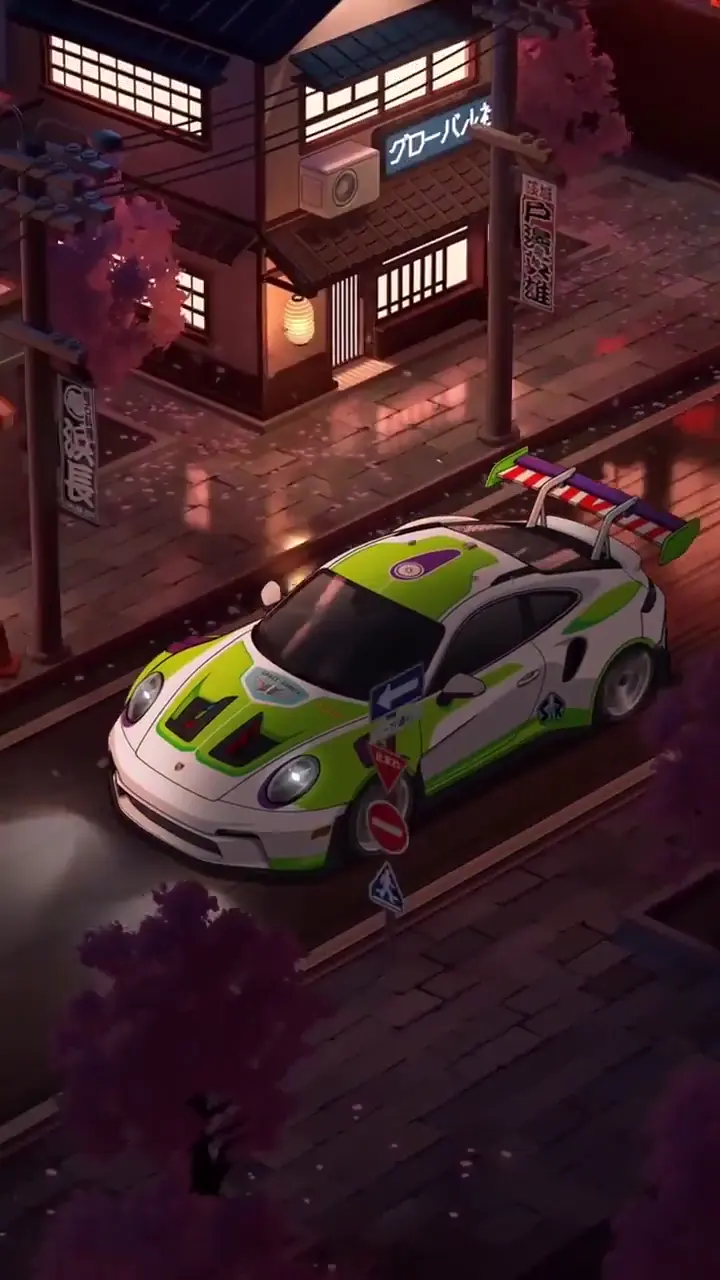 Porsche 911 GT3 RS Buzz Livery Anime 4K Live Wallpaper