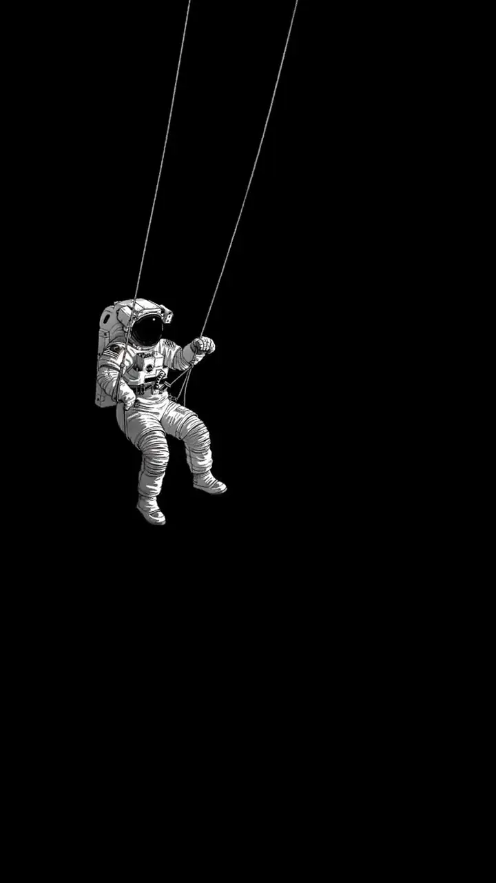 Minimalist Astronaut Swing Space Live Wallpaper