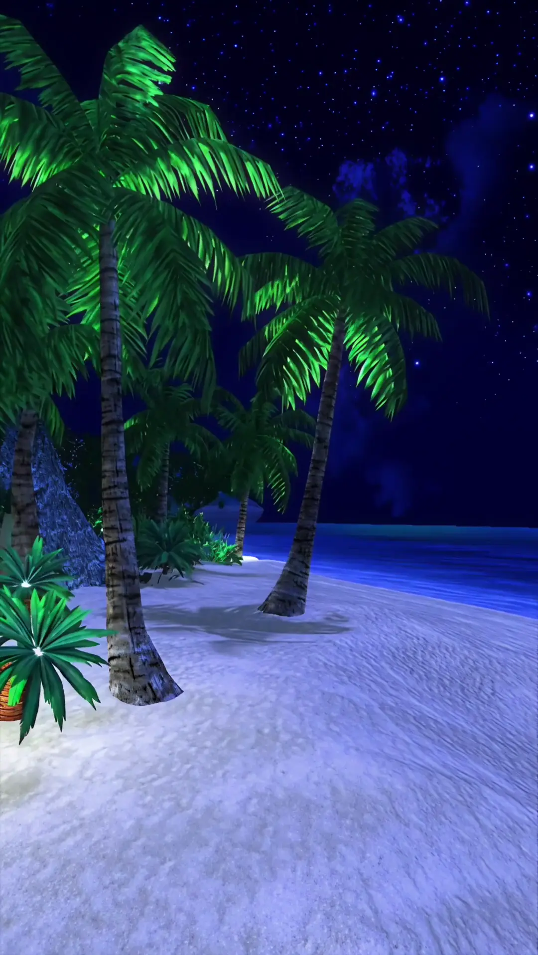 Starry Night Tropical Beach Animated Wallpaper