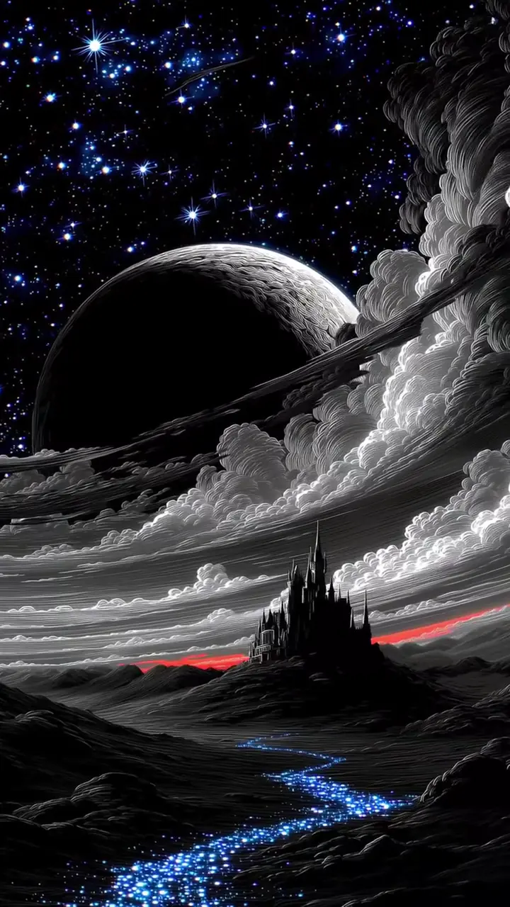 Dark Fantasy Castle Under Starlit Sky Live Wallpaper