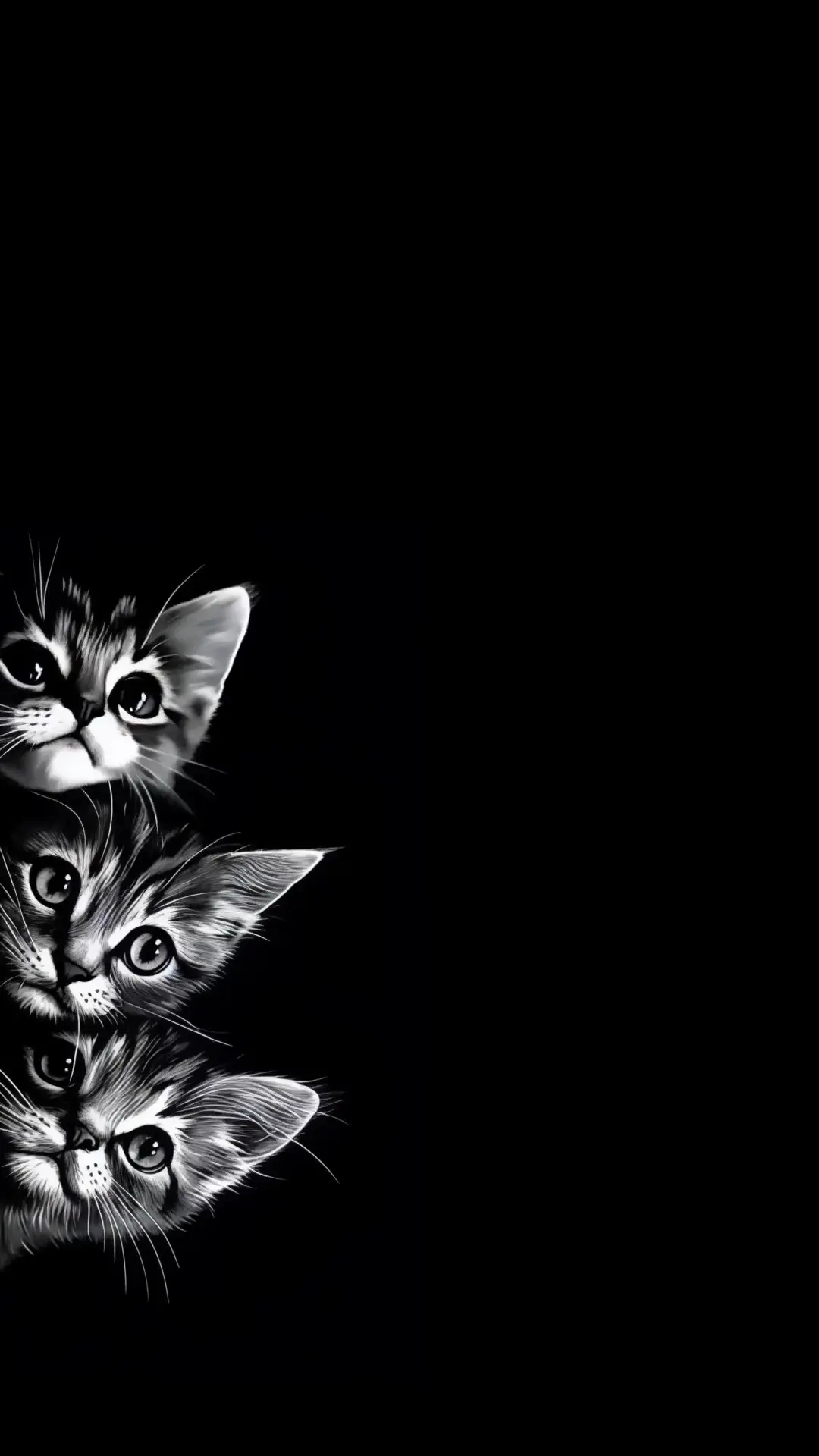 Cute Monochrome Kittens Peeking Live Wallpaper
