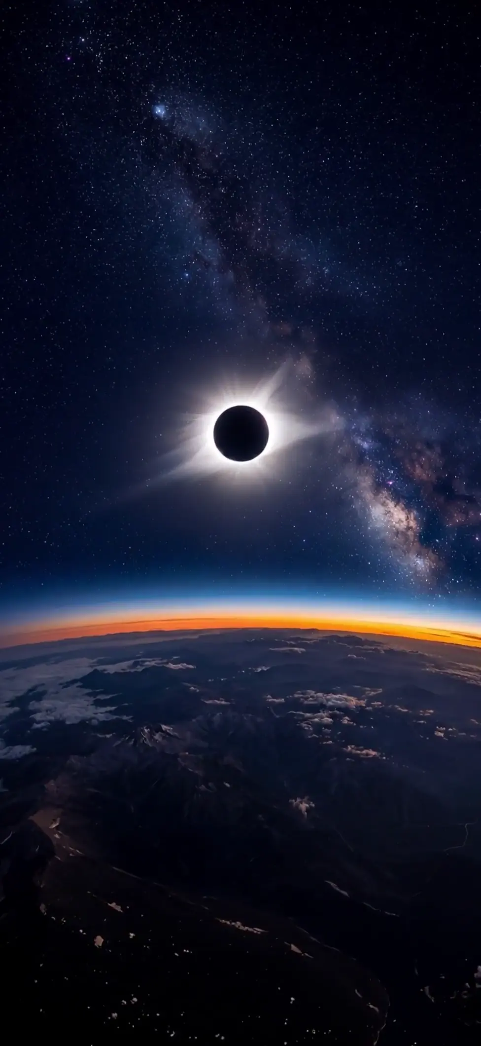 Earth Eclipse and Milky Way 4K Space Live Wallpaper