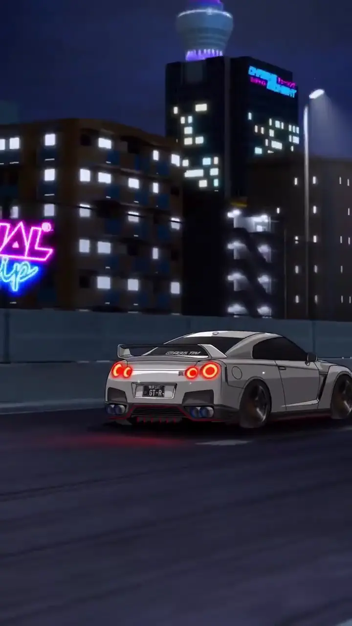 Nissan GT-R R35 Neon City Anime Live Wallpaper 4K