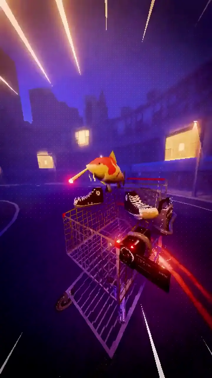 Neon Cyberpunk Shopping Cart Live Wallpaper 4K