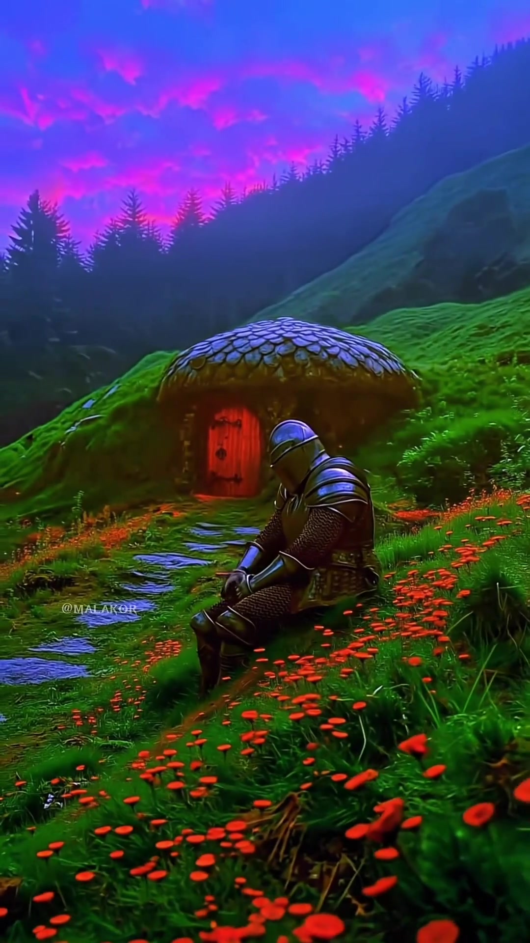 Serene Knight in a Fantasy Meadow