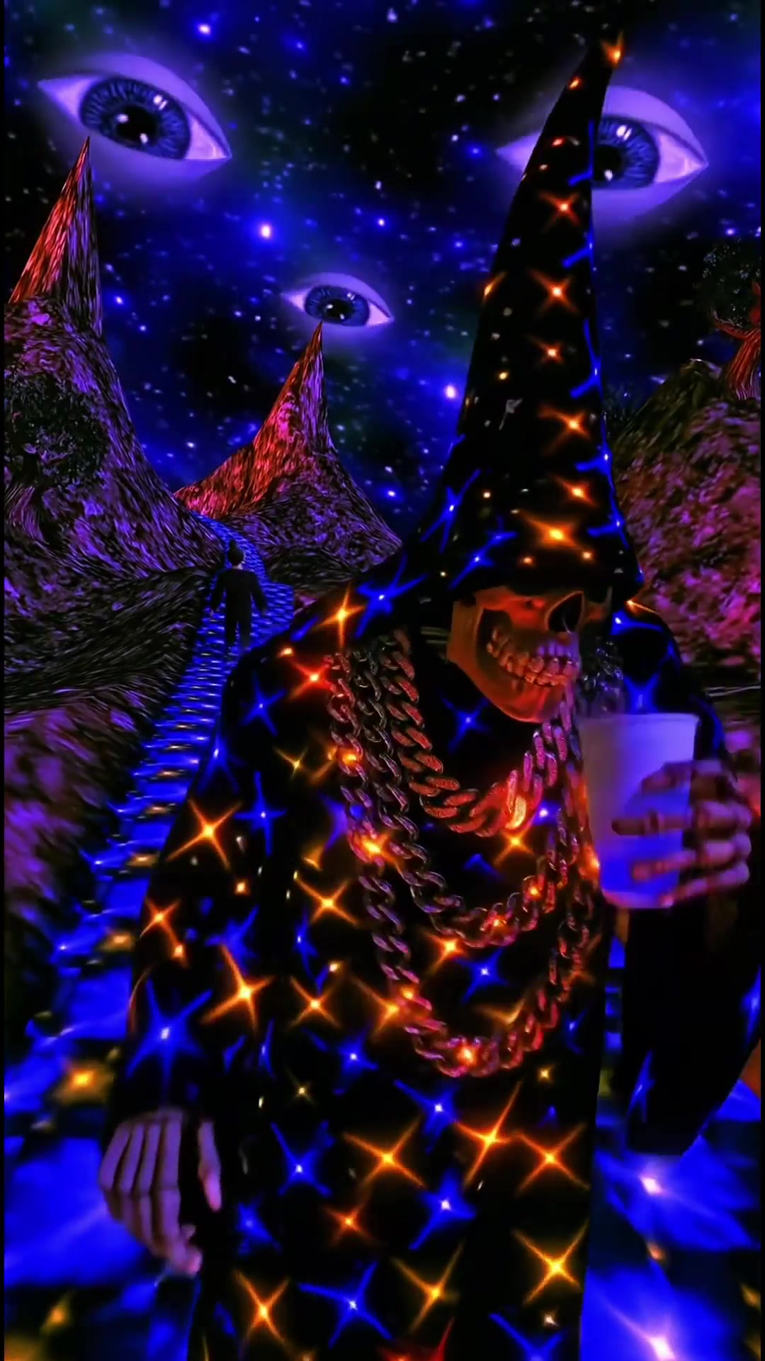 Cosmic Wizard Skull Live Wallpaper