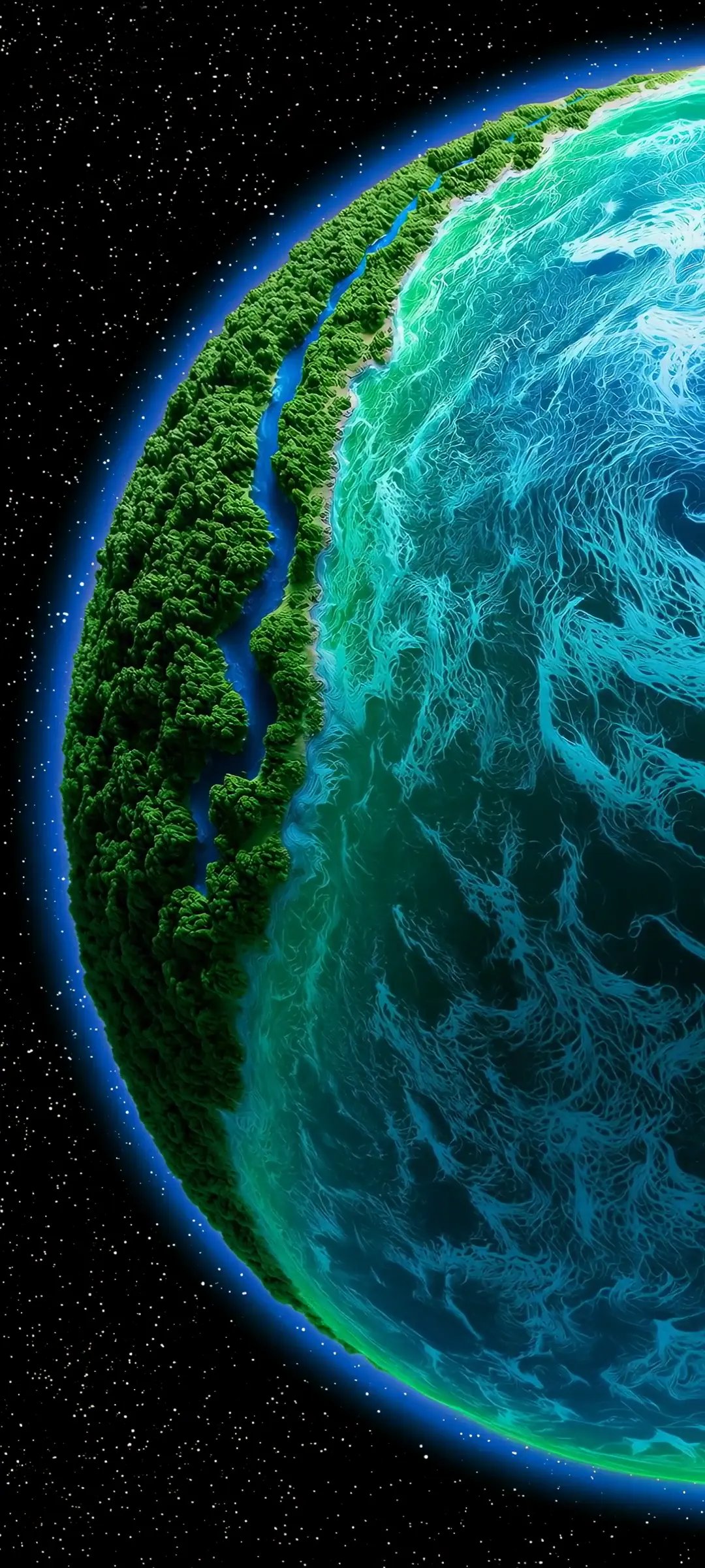 Vibrant Green and Blue Planet 4K Space Wallpaper