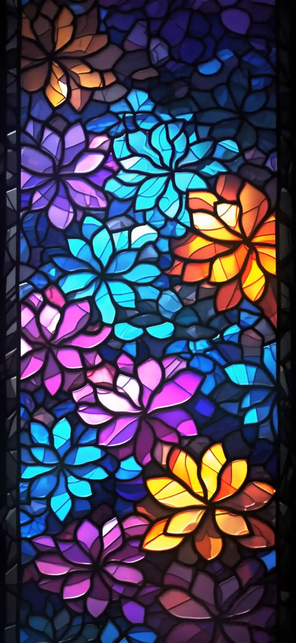 Vibrant Stained Glass Floral Live Wallpaper in 4K